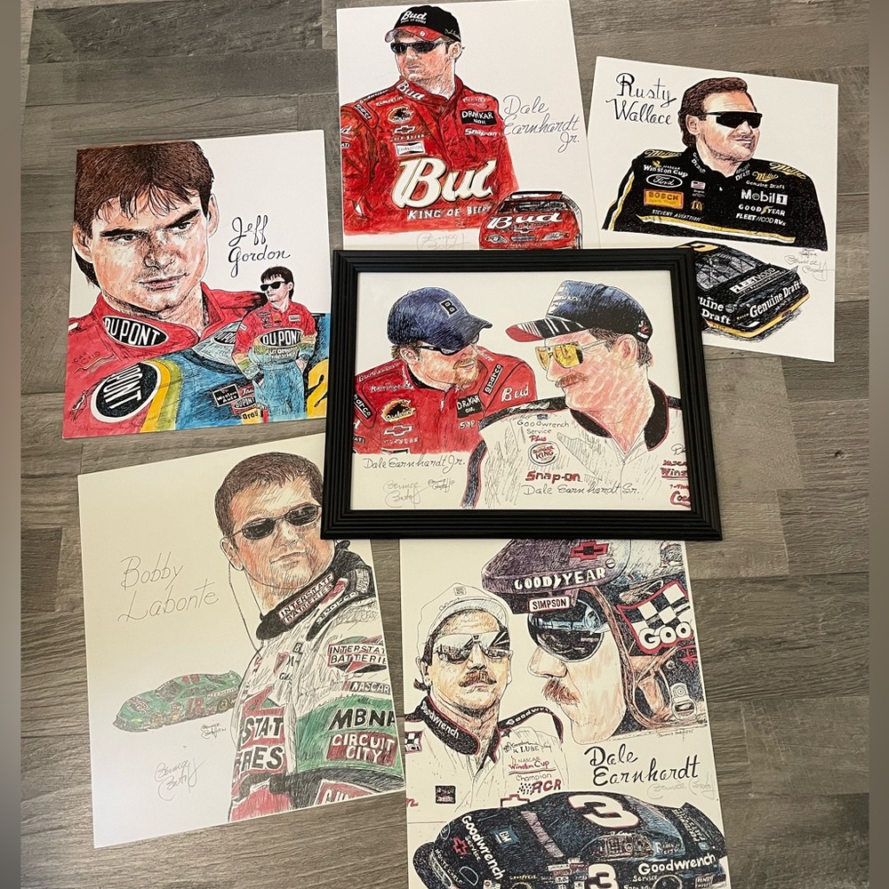 NASCAR Print Set of 6 for your Man Cave, Den or Bar  !
